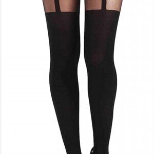 Women's Black Stockings with Garter Belt Design